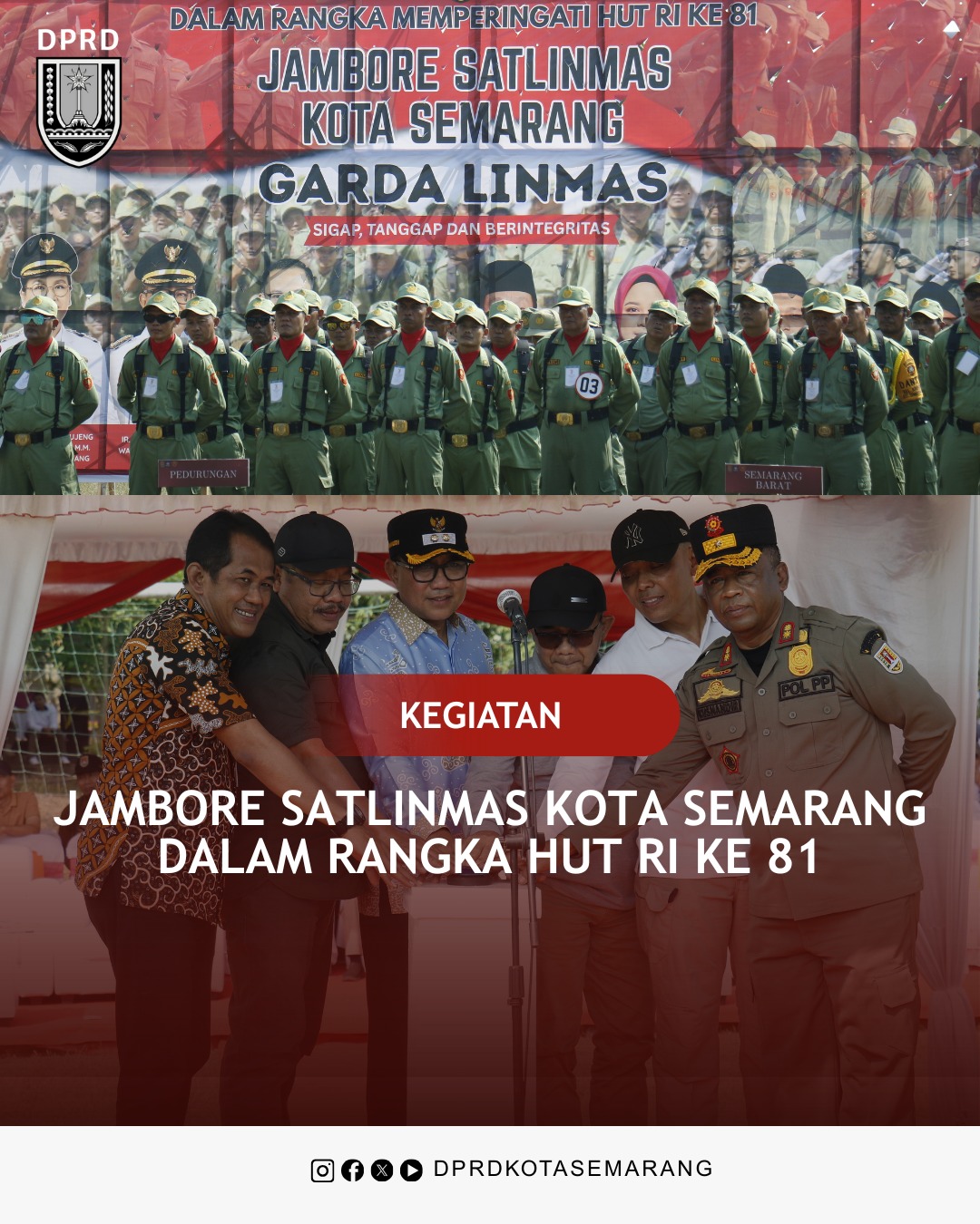 Foto Berita Anggota Komisi D DPRD Kota Semarang Anang Budi Utomo menghadiri kegiatan Jambore Satlinmas Kota Semarang 2026 dalam rangka memperingati Hari Ulang Tahun ke 81 Republik Indonesia.