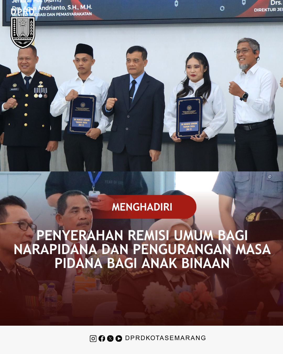 Foto Berita Penyerahan Remisi Umum BagI Narapidana dan Pengurangan Masa Pidana Bagi Anak Binaan
